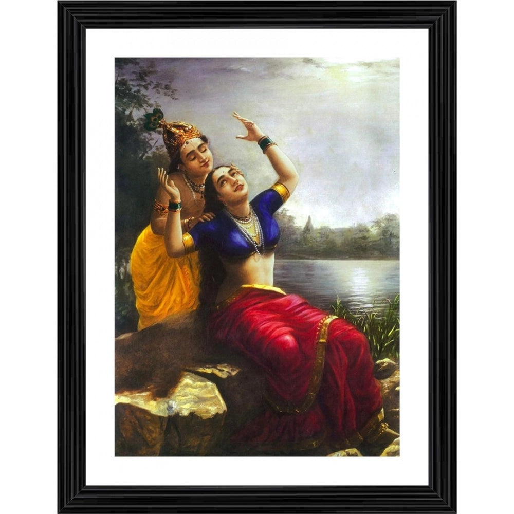 Generic Radha and Madhav Krishna 1900 Painting With Wood Photo Frame (Multicolor) Main image