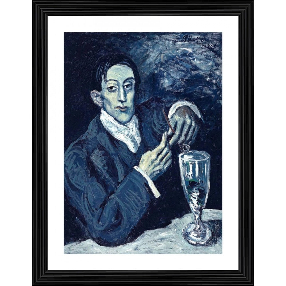 Generic The Absinthe Drinker 1903 Painting With Wood Photo Frame (Multicolor) Main image