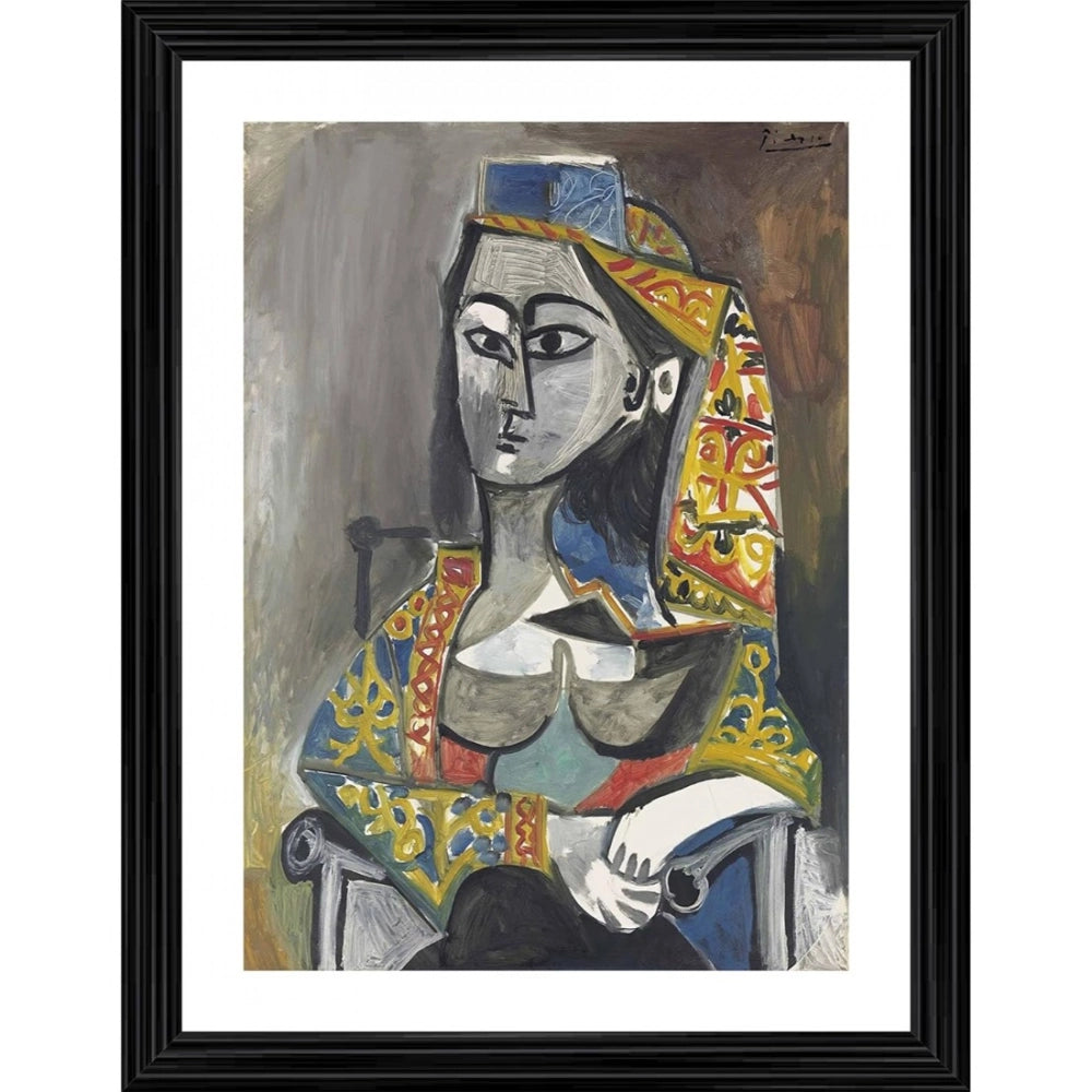 Generic Woman in Turkish Costume in a Chair 1955 Painting With Wood Photo Frame (Multicolor) Main image