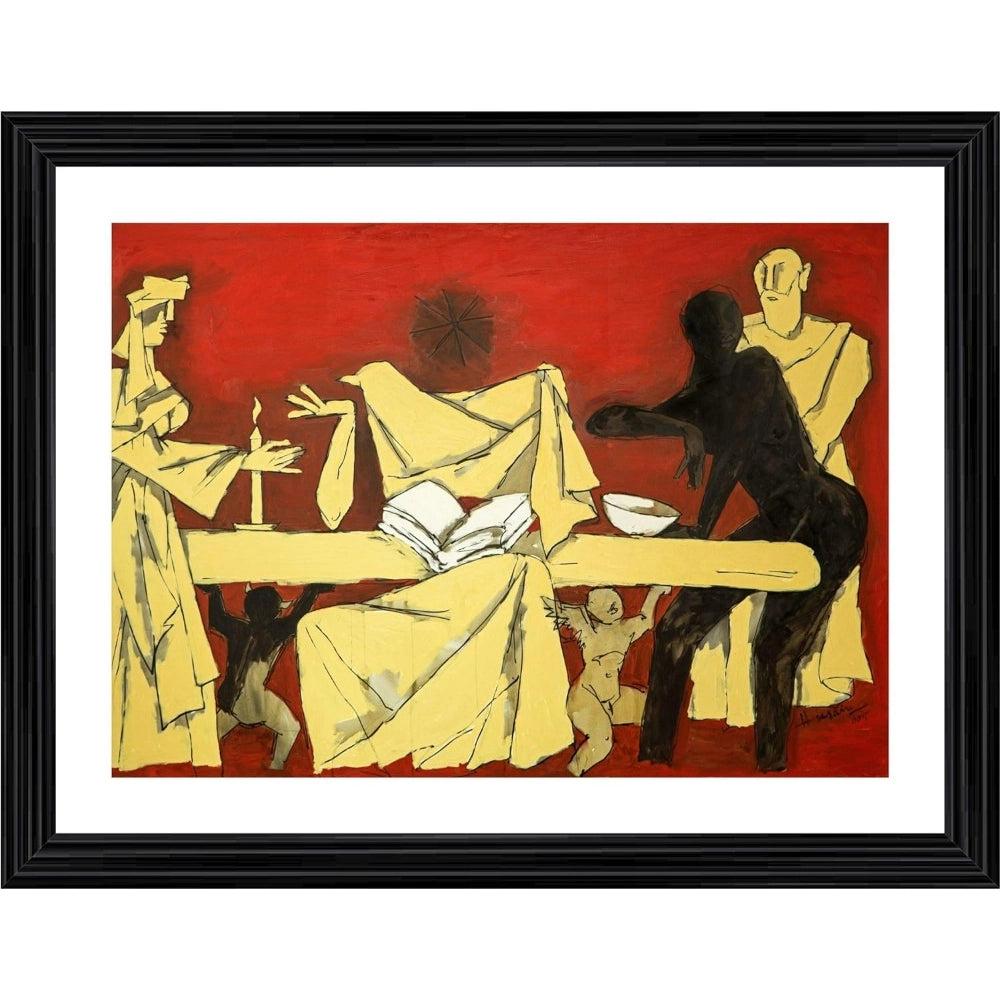 Generic The Last Supper Painting With Wood Photo Frame (Multicolor) Main image