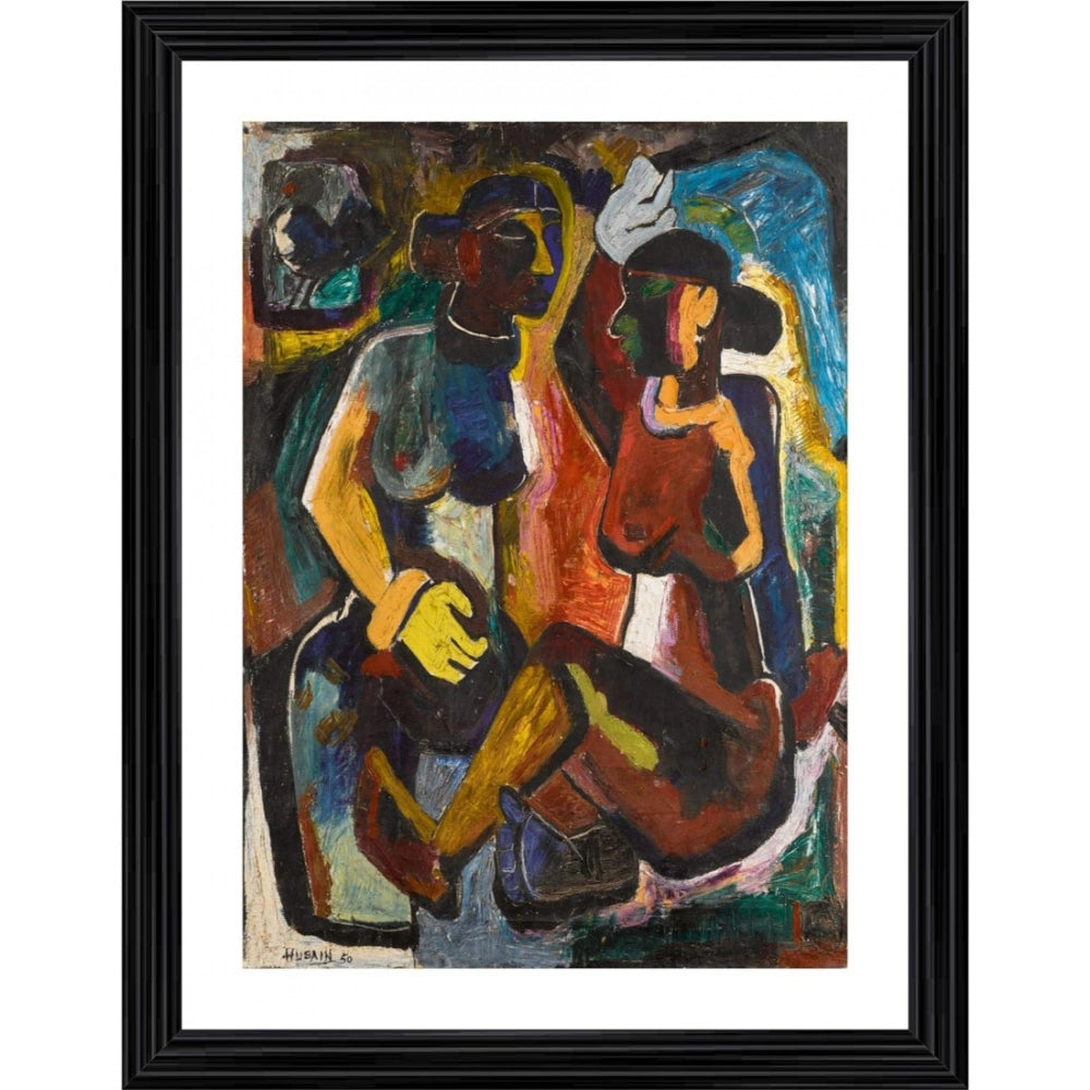 Generic Maharashtriy Women 1950 Painting With Wood Photo Frame (Multicolor) Main image