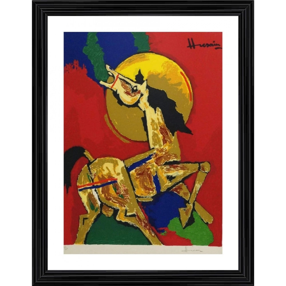 Generic The Horse Painting With Wood Photo Frame (Multicolor) Main image