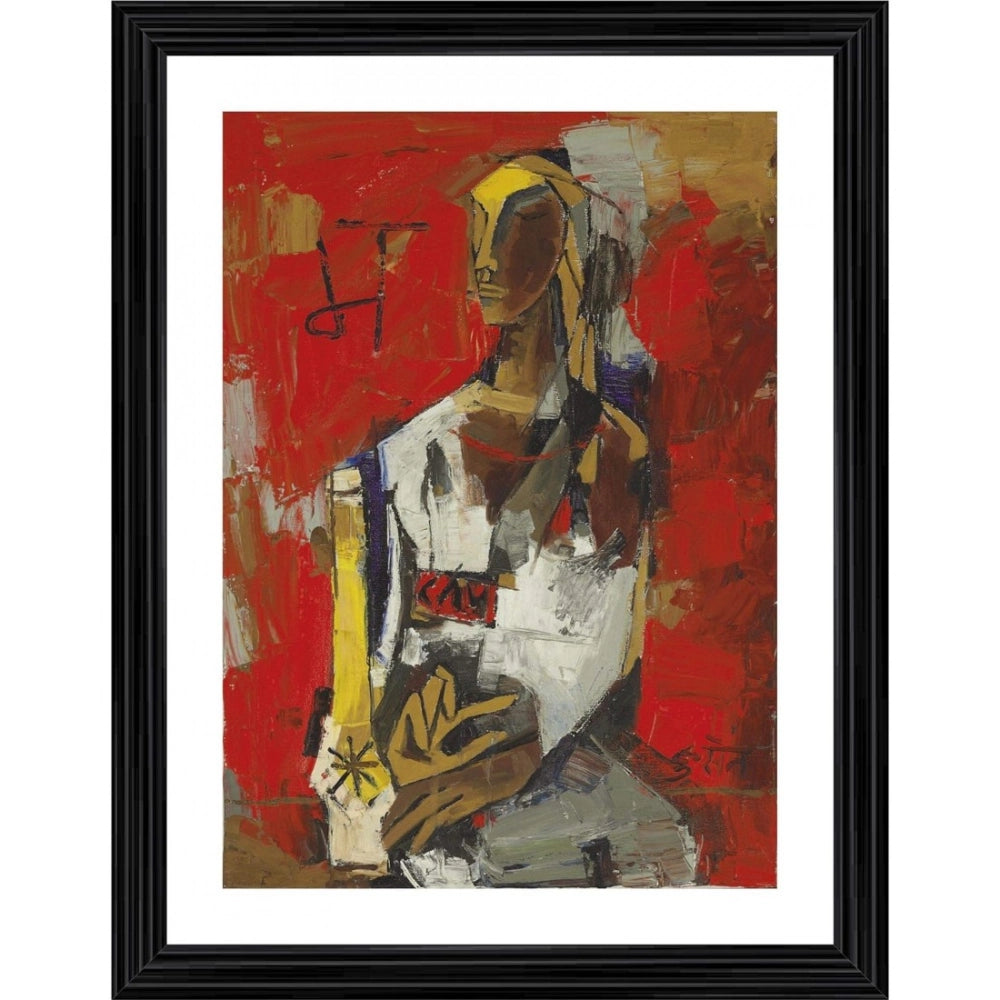 Generic Woman in Red 1964 Painting With Wood Photo Frame (Multicolor) Main image