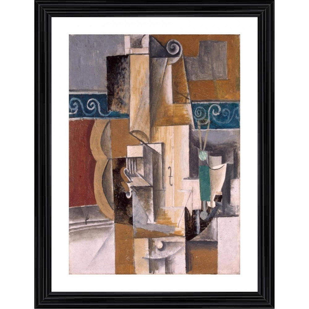 Generic Guitar and Voilin 1912 Painting With Wood Photo Frame (Multicolor) Main image