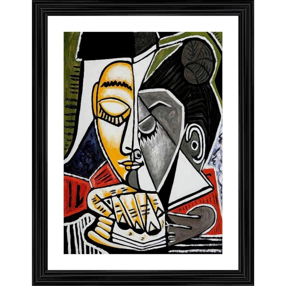 Generic Woman Reading and art 1953 Painting With Wood Photo Frame (Multicolor) Main image