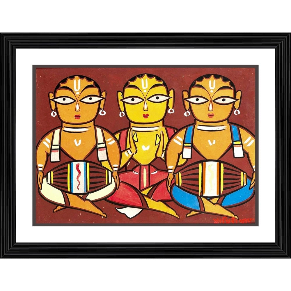 Generic Three Musicians 1 Painting With Wood Photo Frame (Multicolor) Main image