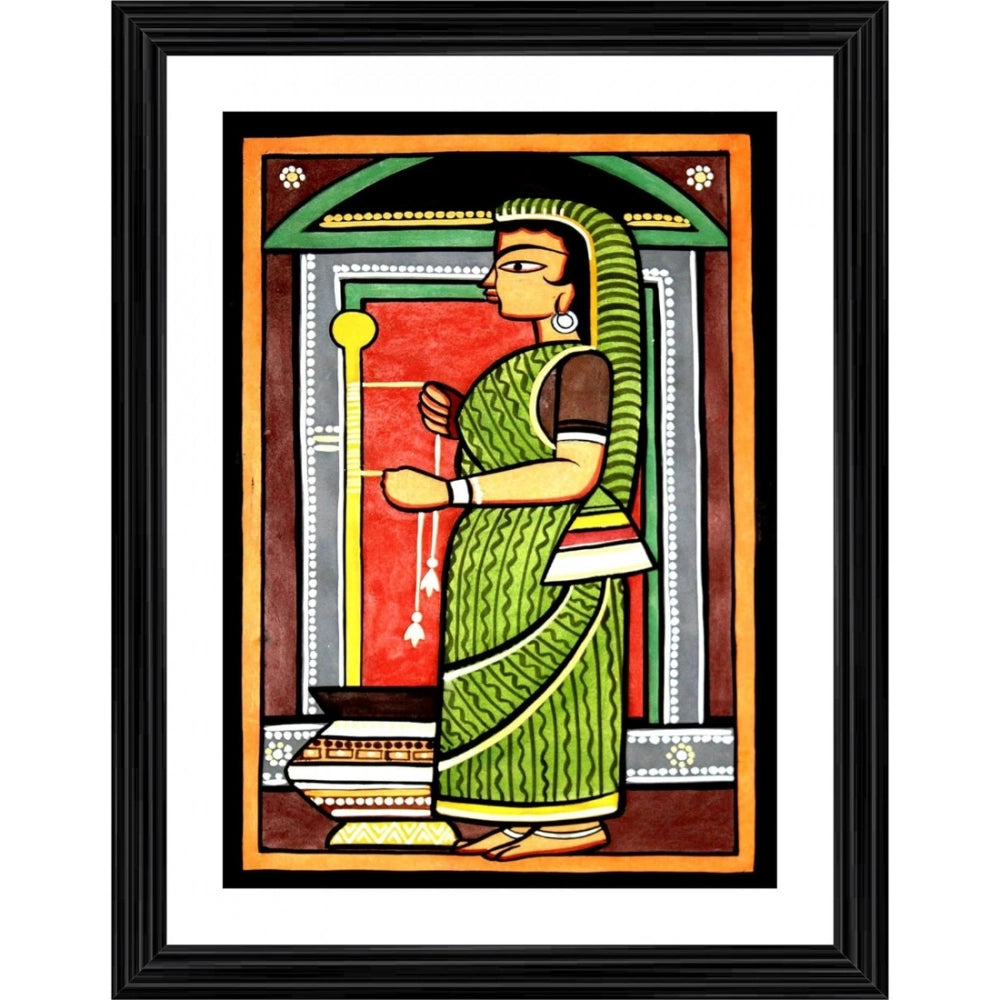 Generic Yashoda Painting With Wood Photo Frame (Multicolor) Main image