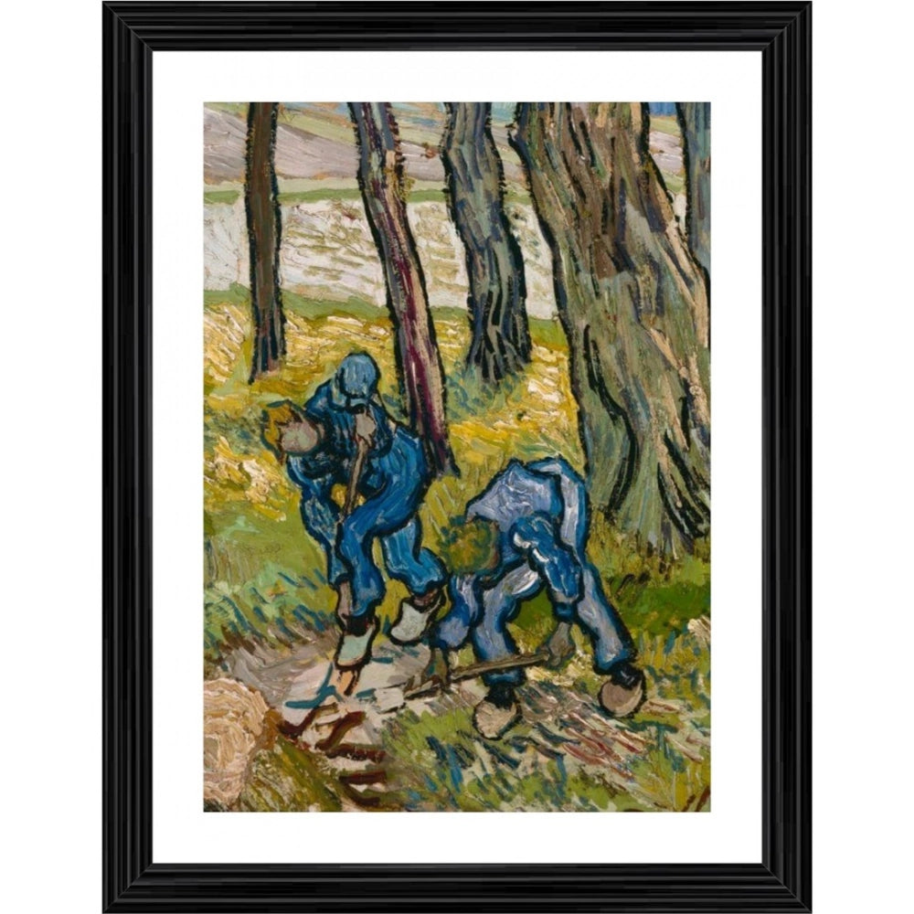 Generic Two Diggers among trees 1889 Painting With Wood Photo Frame (Multicolor) Main image