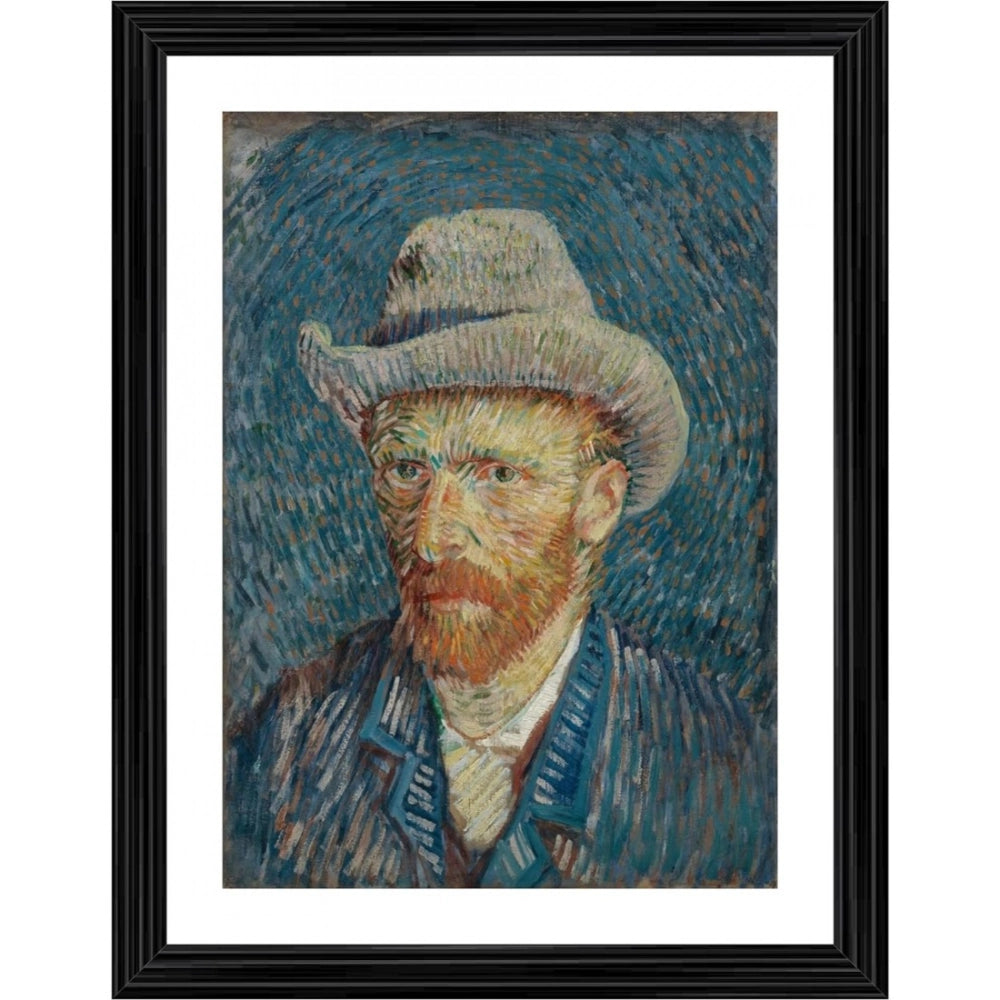 Generic Self Portrait with Grey Felt Hat 1887 Painting With Wood Photo Frame (Multicolor) Main image