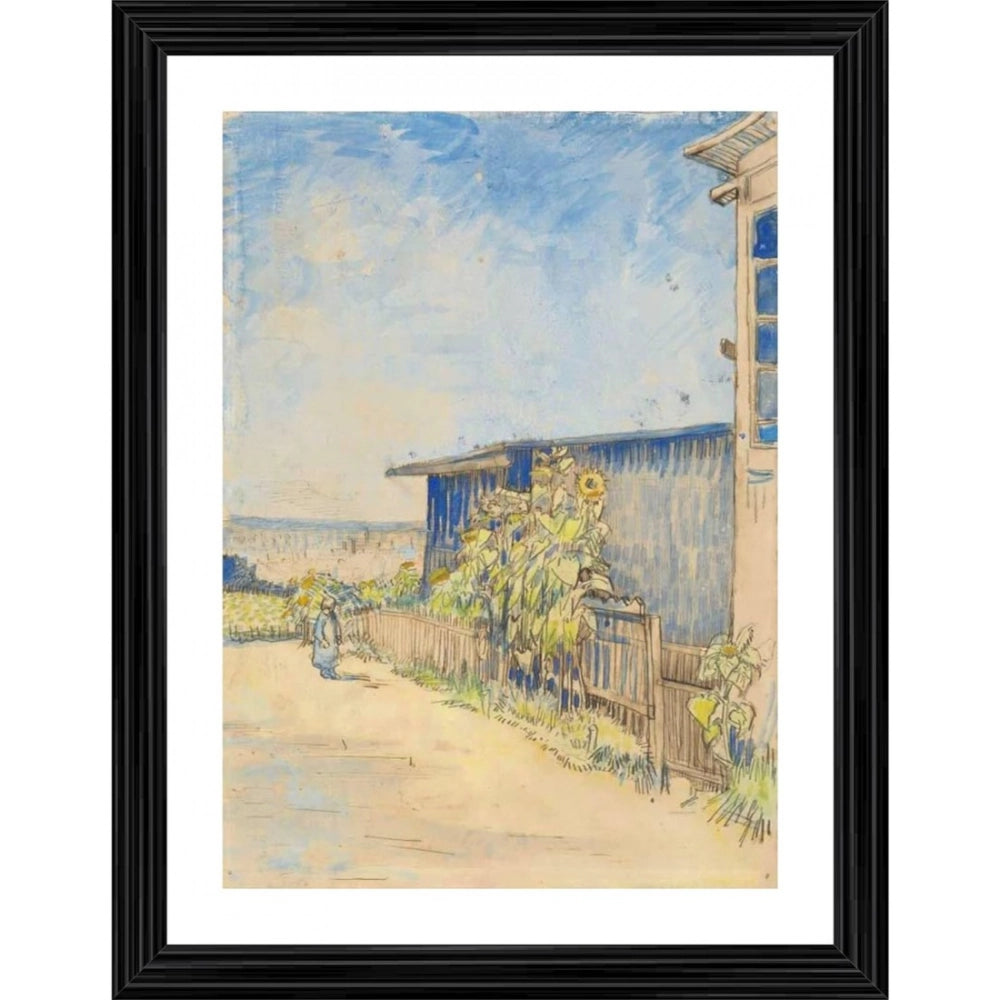 Generic Shed with Sunflowers 1887 Painting With Wood Photo Frame (Multicolor) Main image