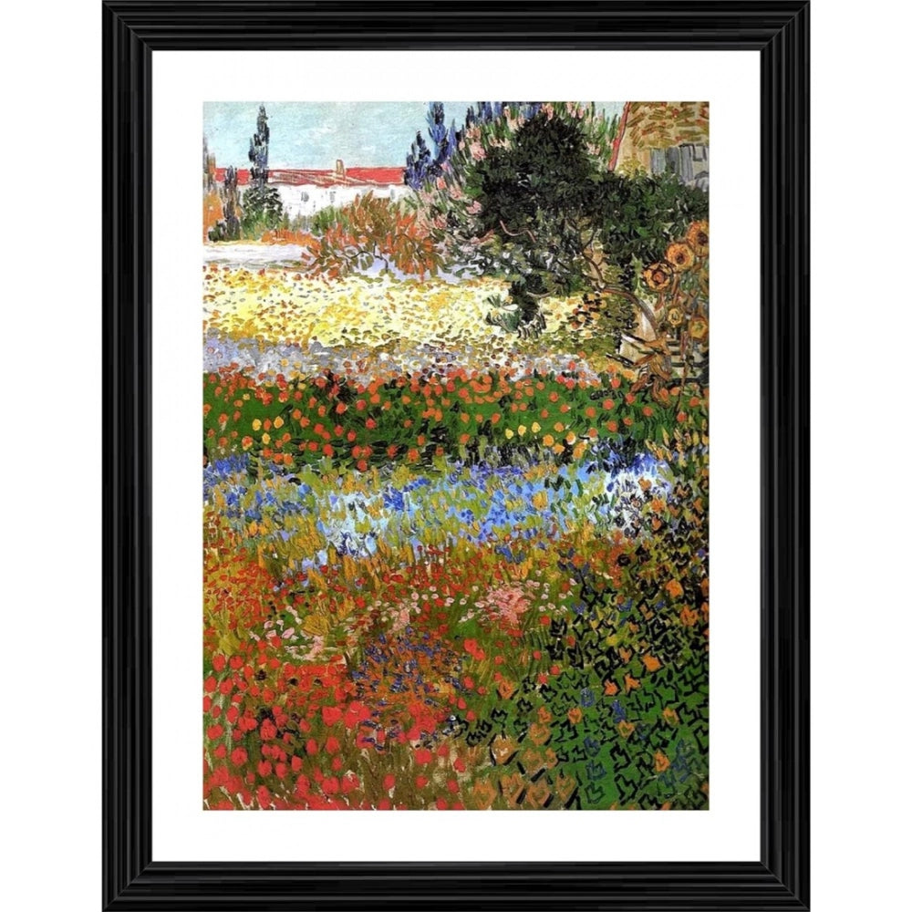 Generic Flowered Garden 1888 Painting With Wood Photo Frame (Multicolor) Main image