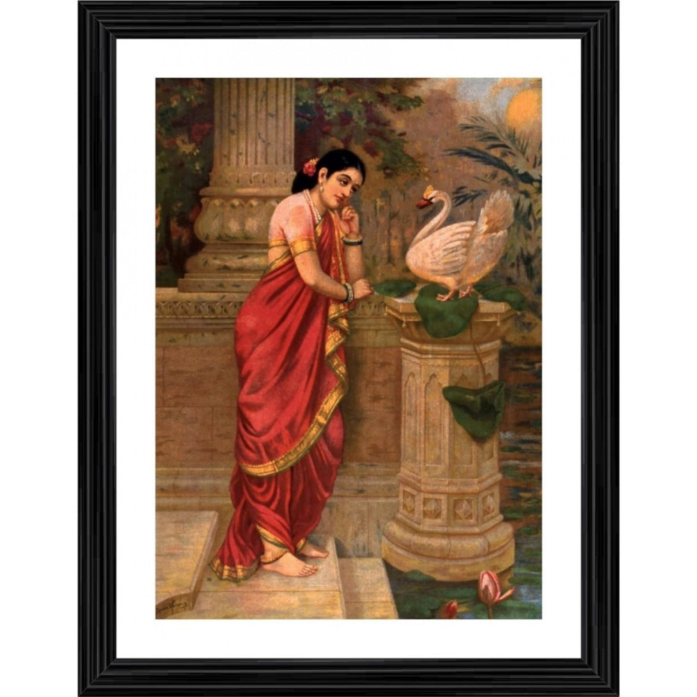 Generic Hansa Damayanti Swan Damayanti 1899 Painting With Wood Photo Frame (Multicolor) Main image