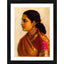 Generic Lady in Crimson Red Saree 1900 Painting With Wood Photo Frame (Multicolor)