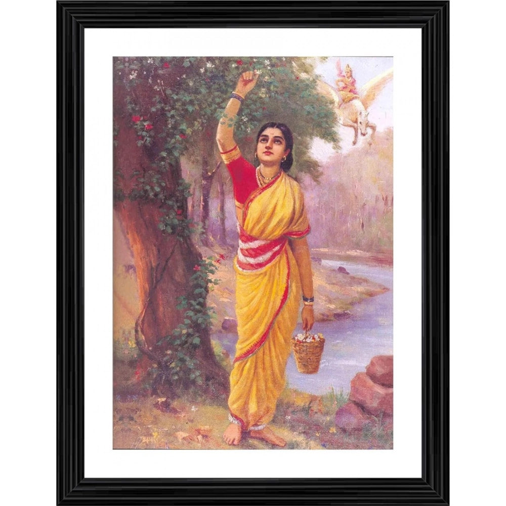 Generic Ahalya in Upvan 1900 Painting With Wood Photo Frame (Multicolor) Main image