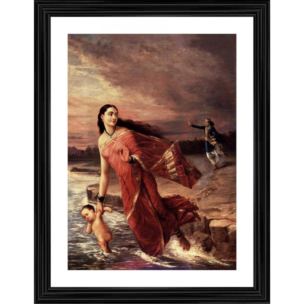 Generic Ganga and Shantanu 1890 Painting With Wood Photo Frame (Multicolor) Main image
