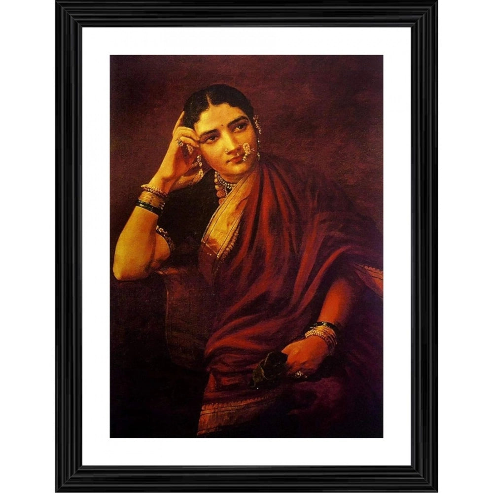 Generic Maharashtrian Woman 1893 Painting With Wood Photo Frame (Multicolor) Main image
