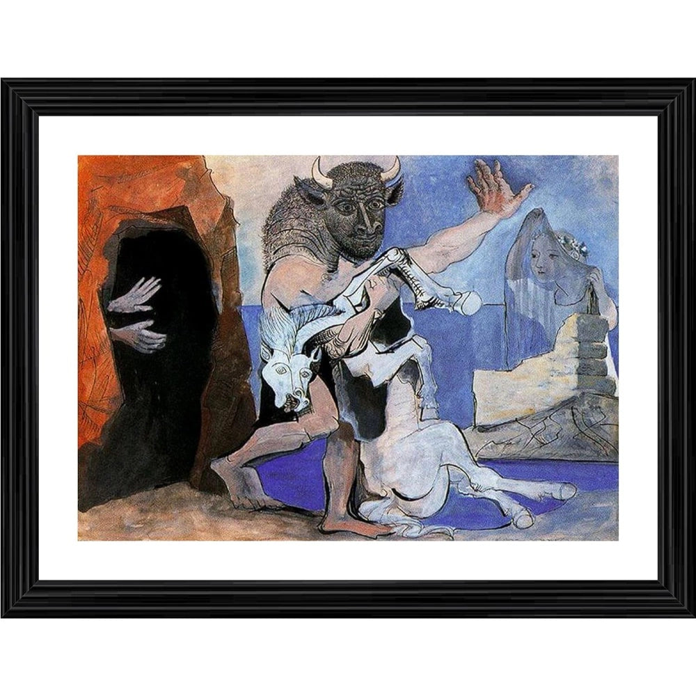 Generic Minotaur with Dead Mare in front of a Cave 1936 Painting With Wood Photo Frame (Multicolor) Main image