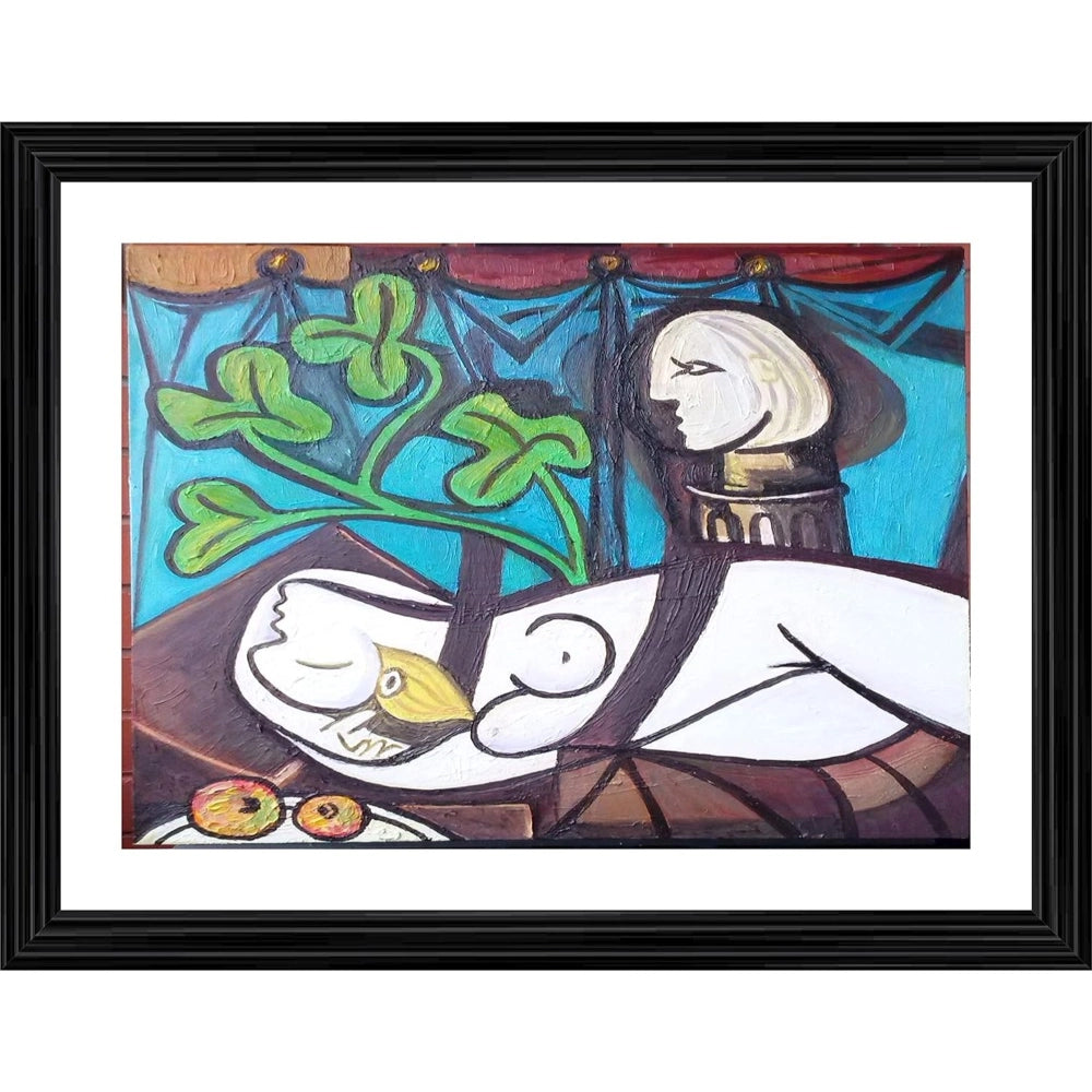 Generic Nude Green Leaves and Bust 1932 Painting With Wood Photo Frame (Multicolor) Main image