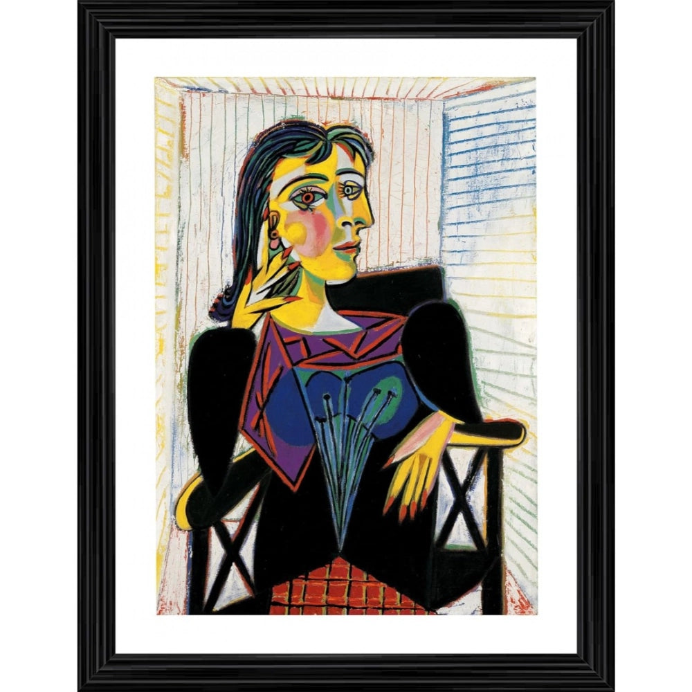 Generic Portrait of Dora Maar 1937 Painting With Wood Photo Frame (Multicolor) Main image
