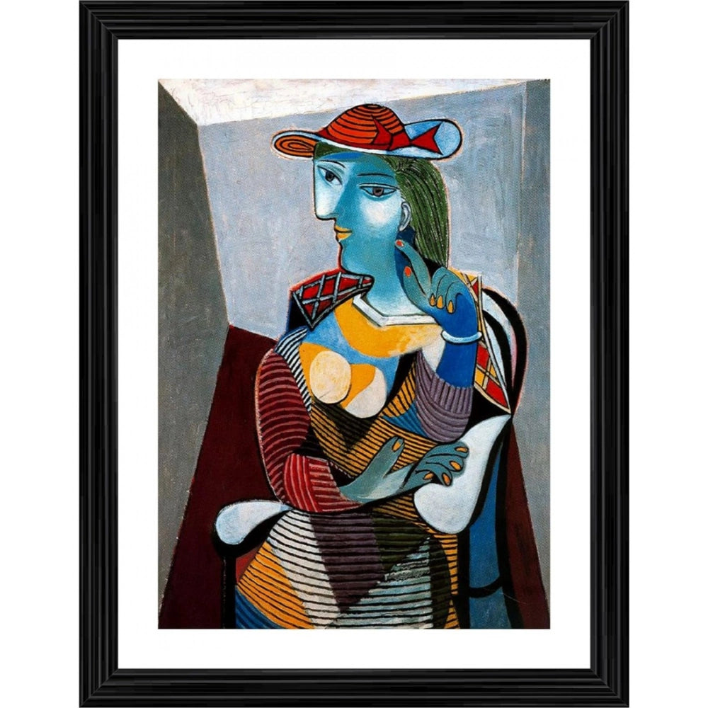 Generic Seated Woman Marie Therese 1937 Painting With Wood Photo Frame (Multicolor) Main image