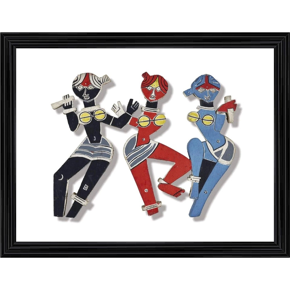 Generic Lady Dancers Painting With Wood Photo Frame (Multicolor) Main image