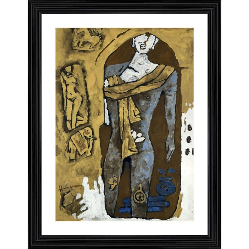 Generic Gautam Buddha Painting With Wood Photo Frame (Multicolor) Main image