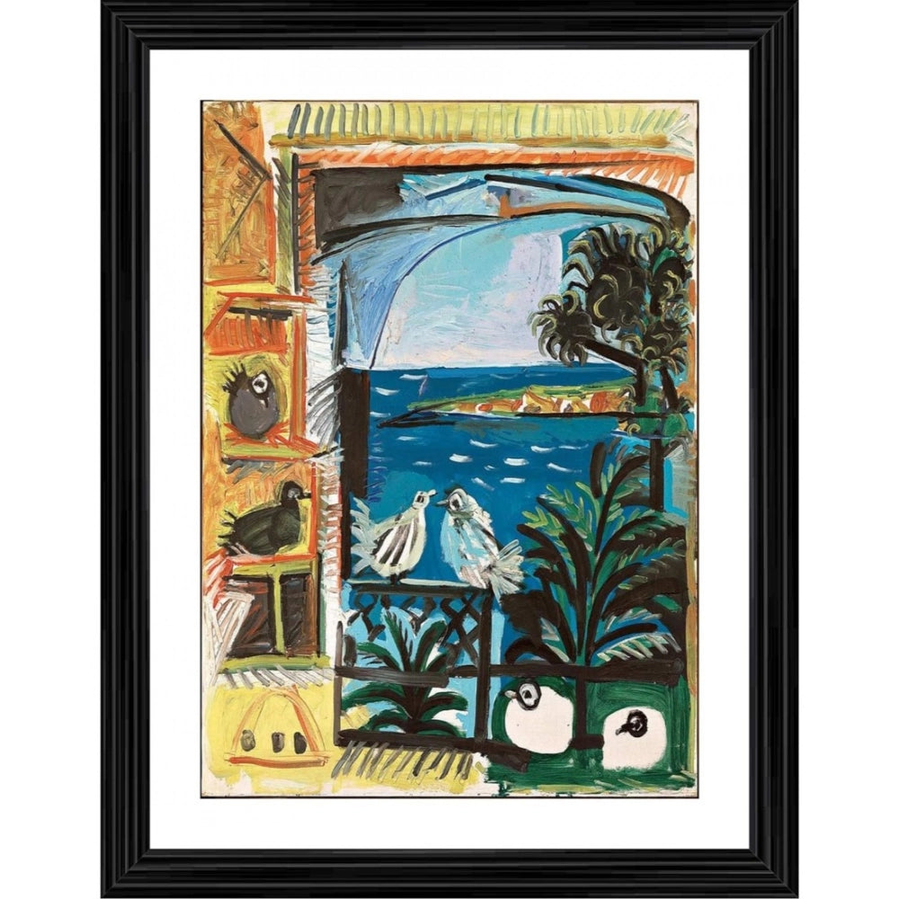 Generic The Pigeons Cannes 1957 Painting With Wood Photo Frame (Multicolor) Main image