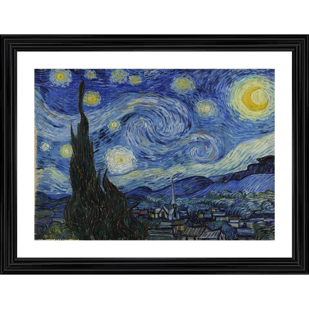 Generic Starry Night 1889 Painting With Wood Photo Frame (Multicolor) Main image