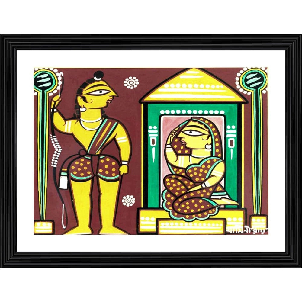Generic Seeta and Ram Painting With Wood Photo Frame (Multicolor) Main image