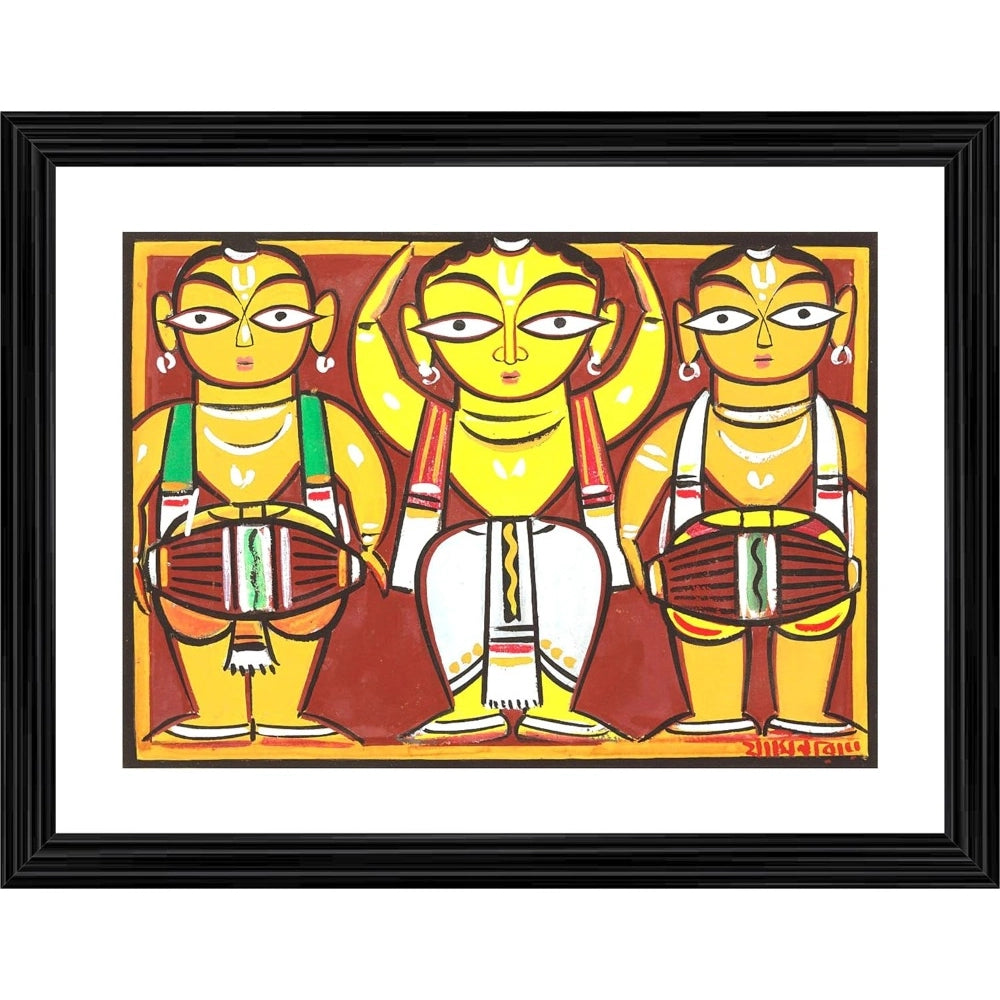 Generic Three Musicians 2 Painting With Wood Photo Frame (Multicolor) Main image