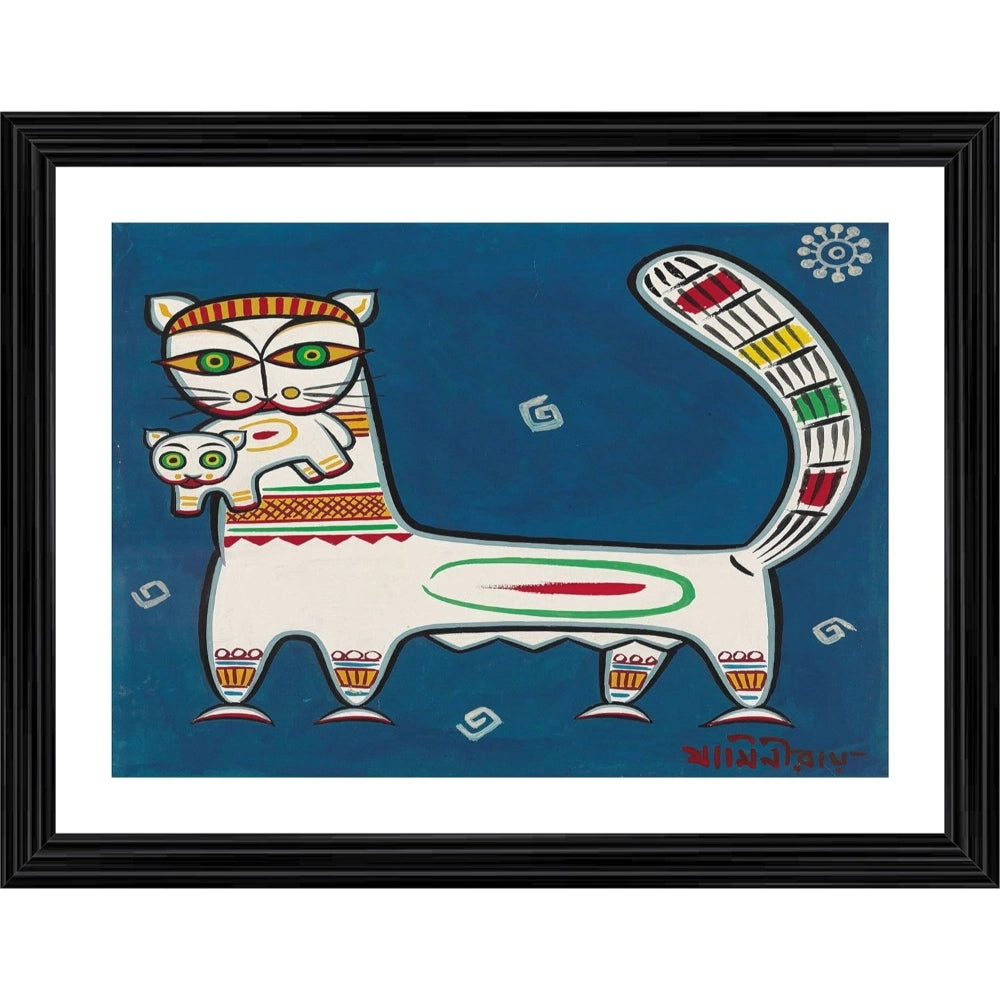 Generic Cat and Kitten Painting With Wood Photo Frame (Multicolor) Main image