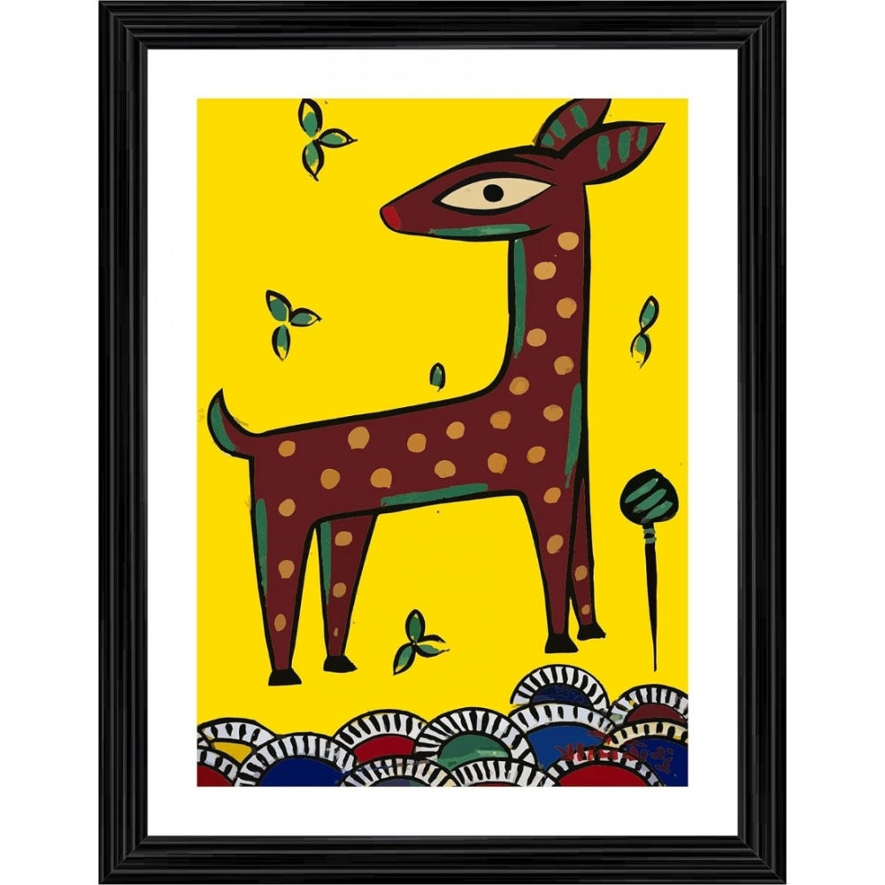 Generic Deer Painting With Wood Photo Frame (Multicolor) Main image