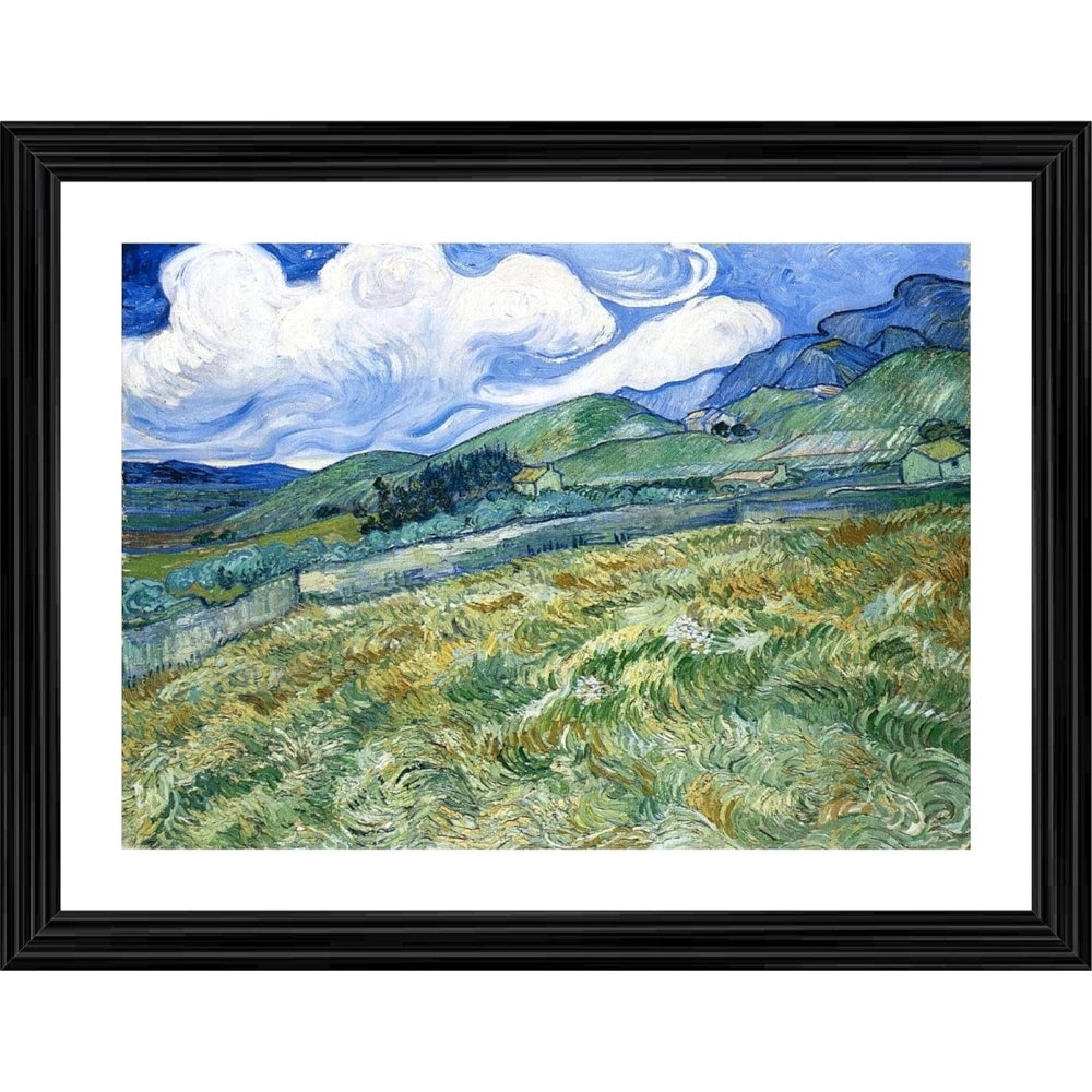 Generic Wheatfield and Mountains 1889 Painting With Wood Photo Frame (Multicolor) Main image
