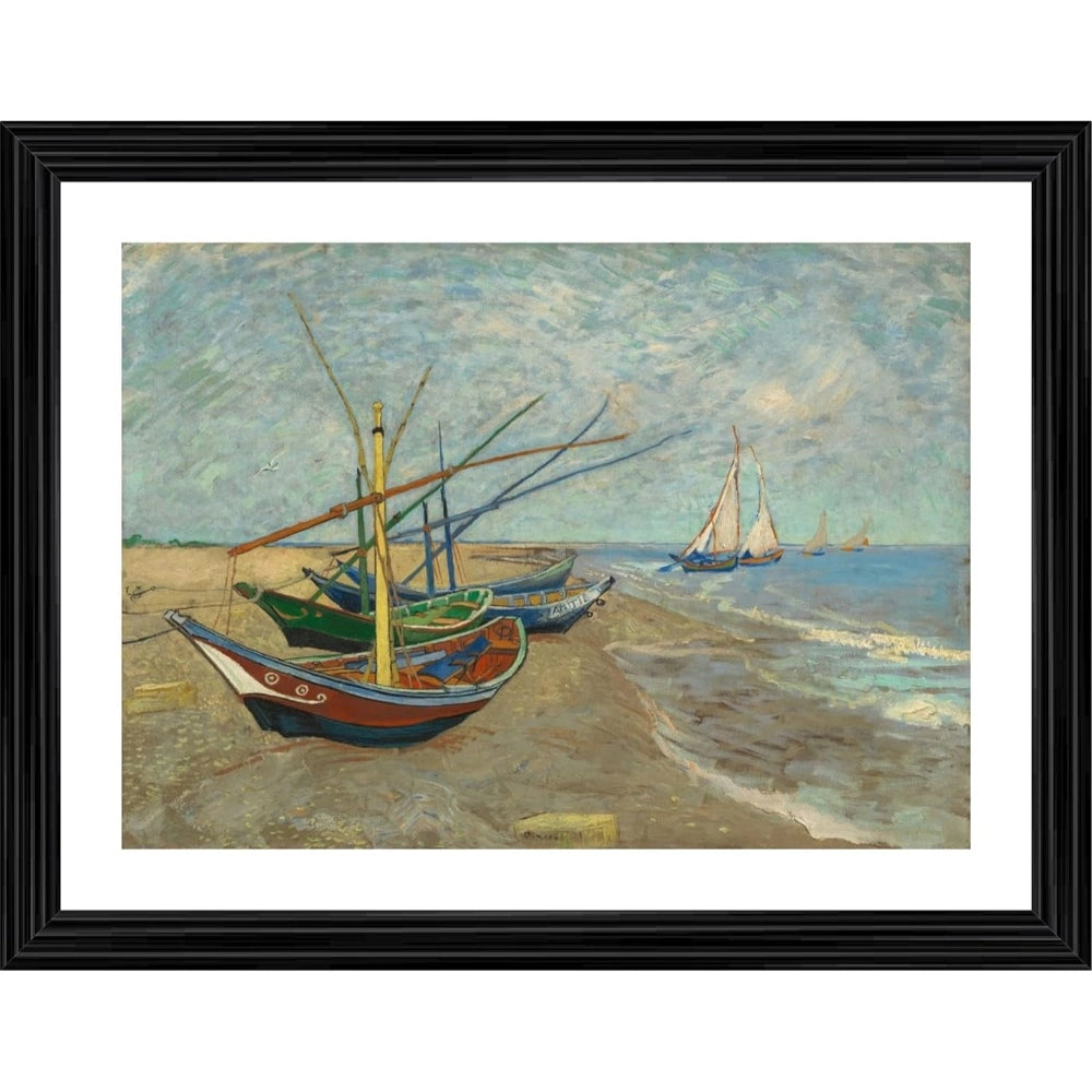 Generic Fishing Boats on the Beach 1888 Painting With Wood Photo Frame (Multicolor) Main image