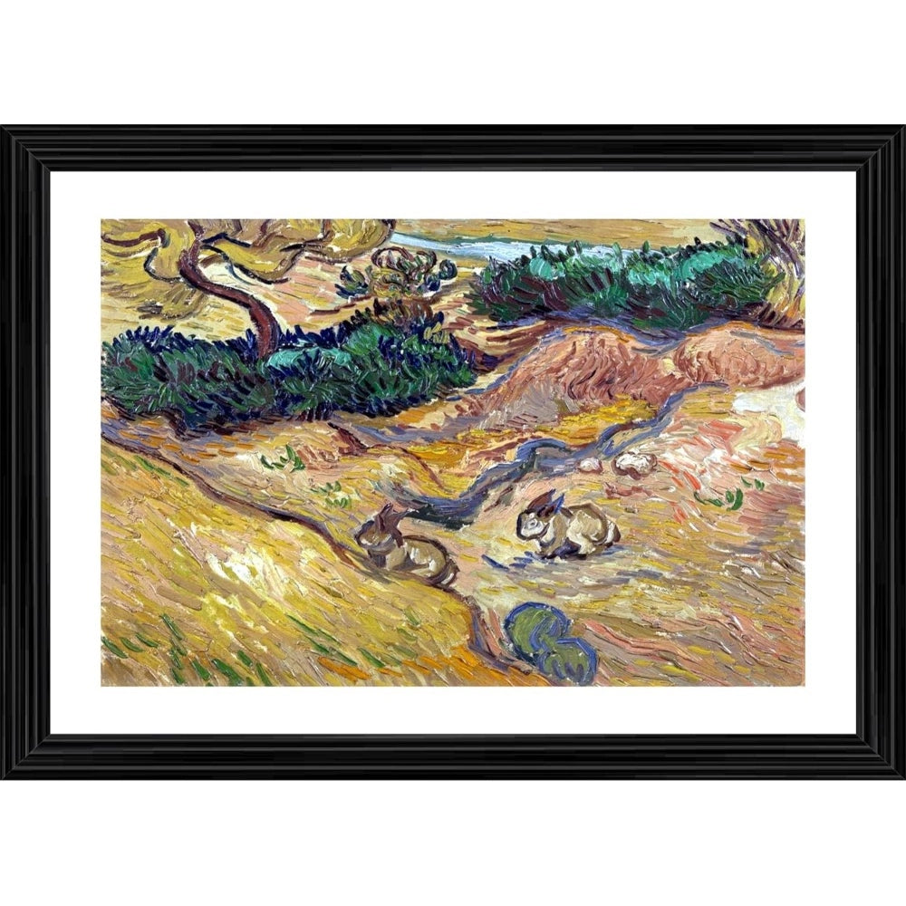Generic Landscape with Rabbits 1889 Painting With Wood Photo Frame (Multicolor) Main image