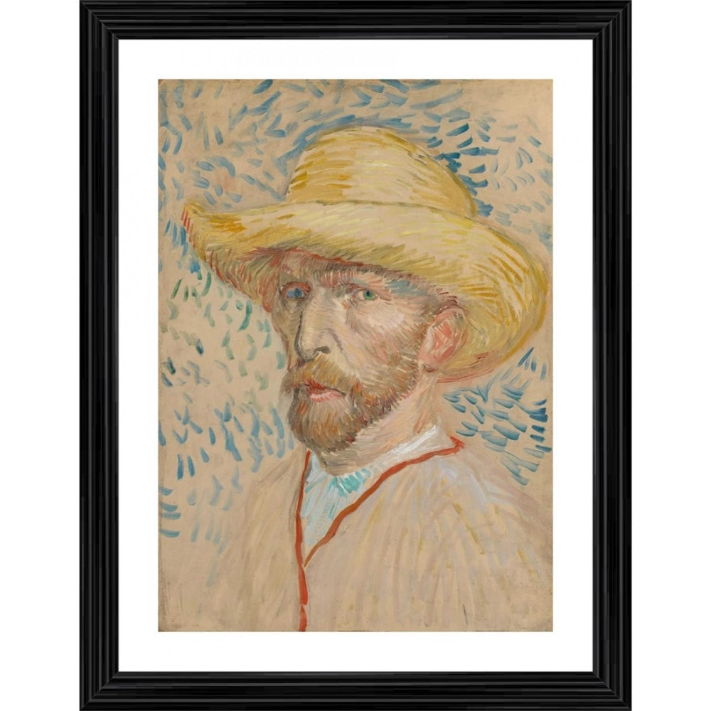Generic Self Portrait with Straw Hat 1886 Painting With Wood Photo Frame (Multicolor) Main image