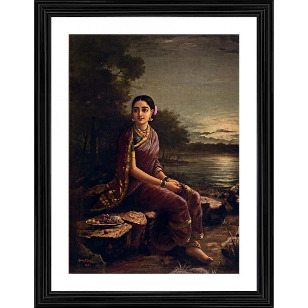 Generic Radha in Moonlight 1902 Painting With Wood Photo Frame (Multicolor) Main image