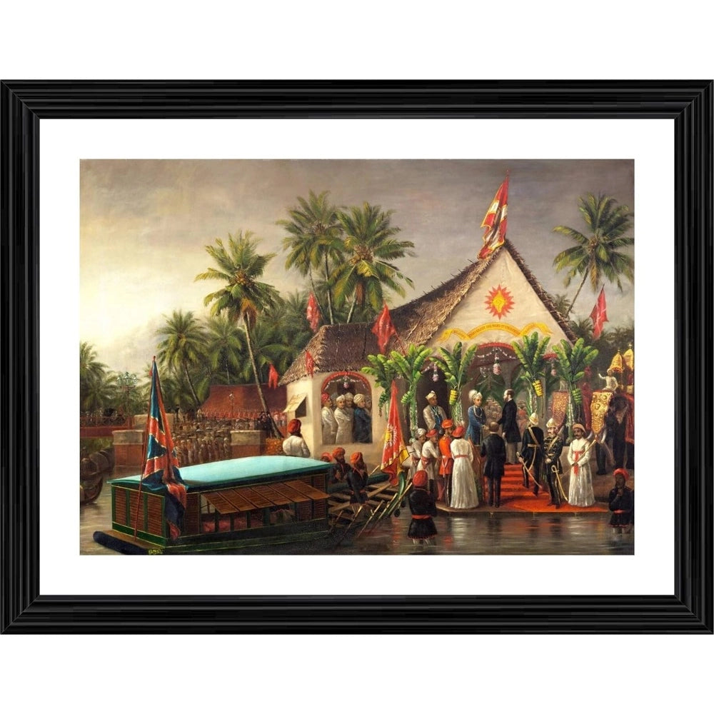 Generic Historic Meet Maharaja of Travancore &amp; British Officials 1880 Painting With Wood Photo Frame (Multicolor) Main image
