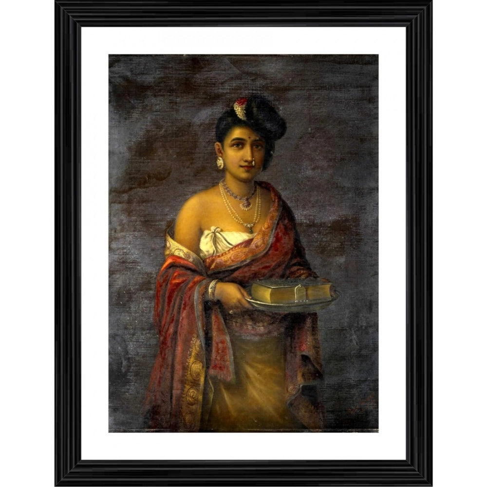 Generic The Maharani of Travancore 1887 Painting With Wood Photo Frame (Multicolor) Main image