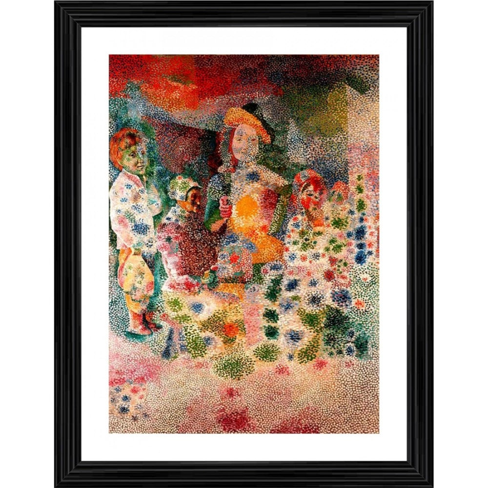 Generic The Peasants Repast 1917 Painting With Wood Photo Frame (Multicolor)