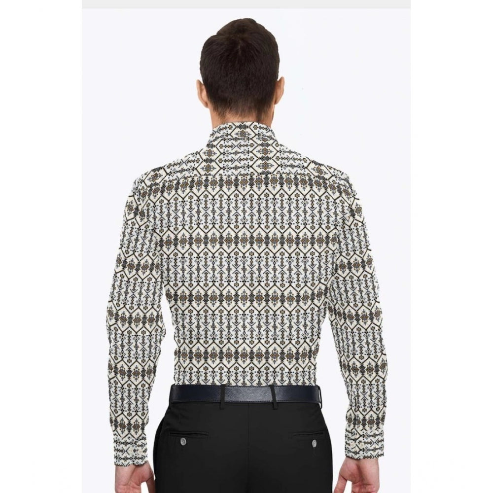 Generic Men's Cotton Blended Printed Full Sleeve Shirt (Multicolor) Secondary image