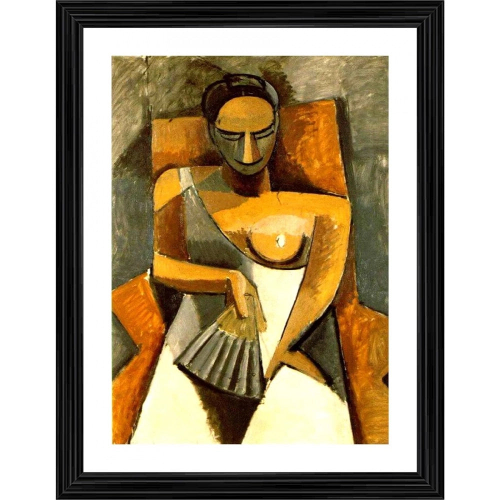 Generic Woman with a Fan 1907 Painting With Wood Photo Frame (Multicolor) Main image