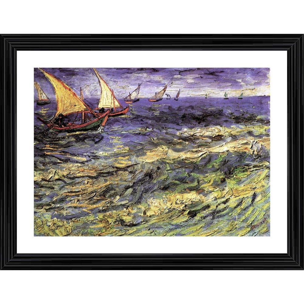 Generic Seascape at Saintes Maries 1888 Painting With Wood Photo Frame (Multicolor) Main image