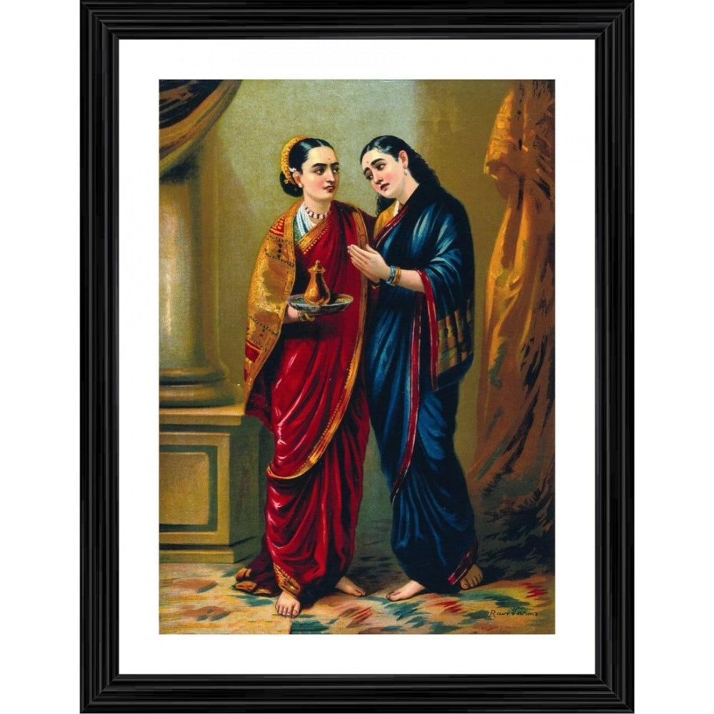 Generic Draupadi and Sudeshna 1896 Painting With Wood Photo Frame (Multicolor) Main image