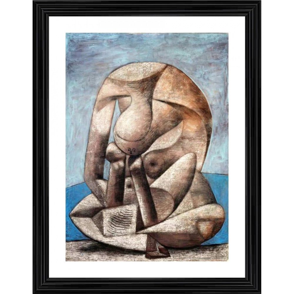 Generic Woman with a Book 1937 Painting With Wood Photo Frame (Multicolor) Main image