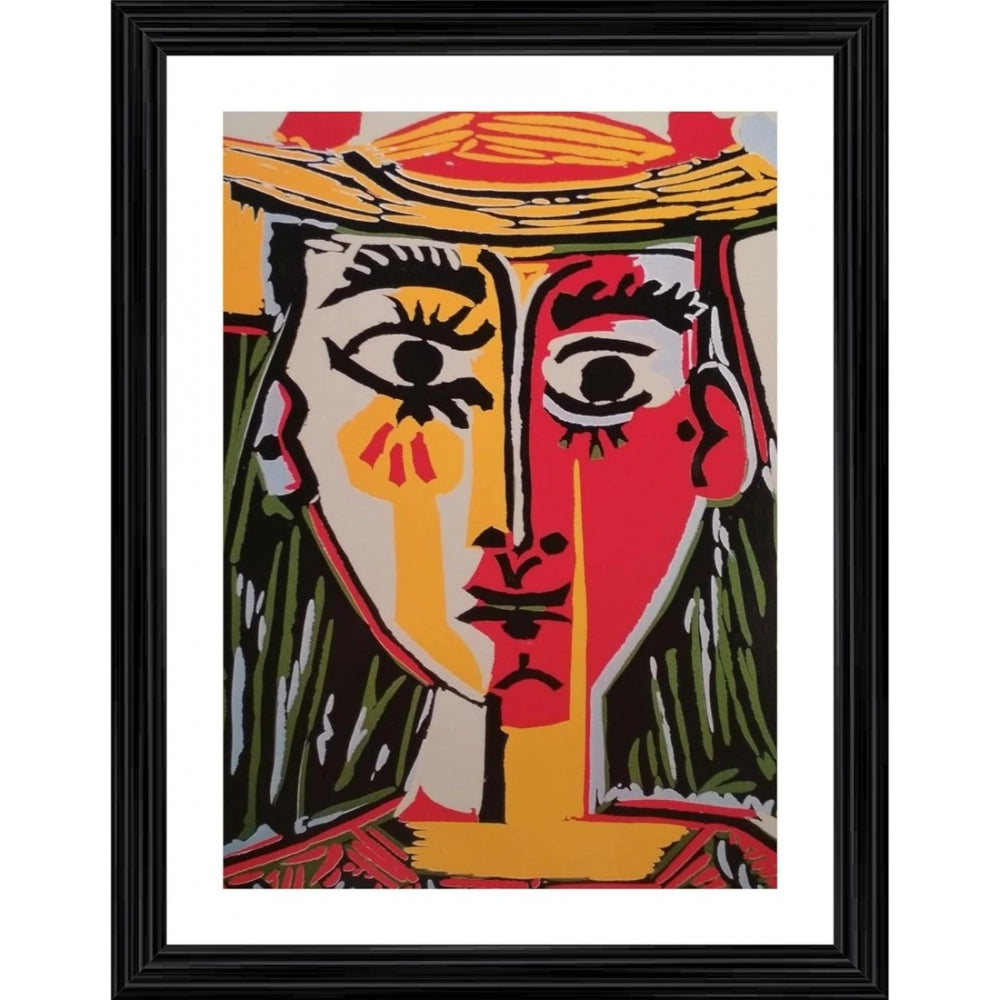 Generic Head of a Woman in a Hat 1962 Painting With Wood Photo Frame (Multicolor) Main image