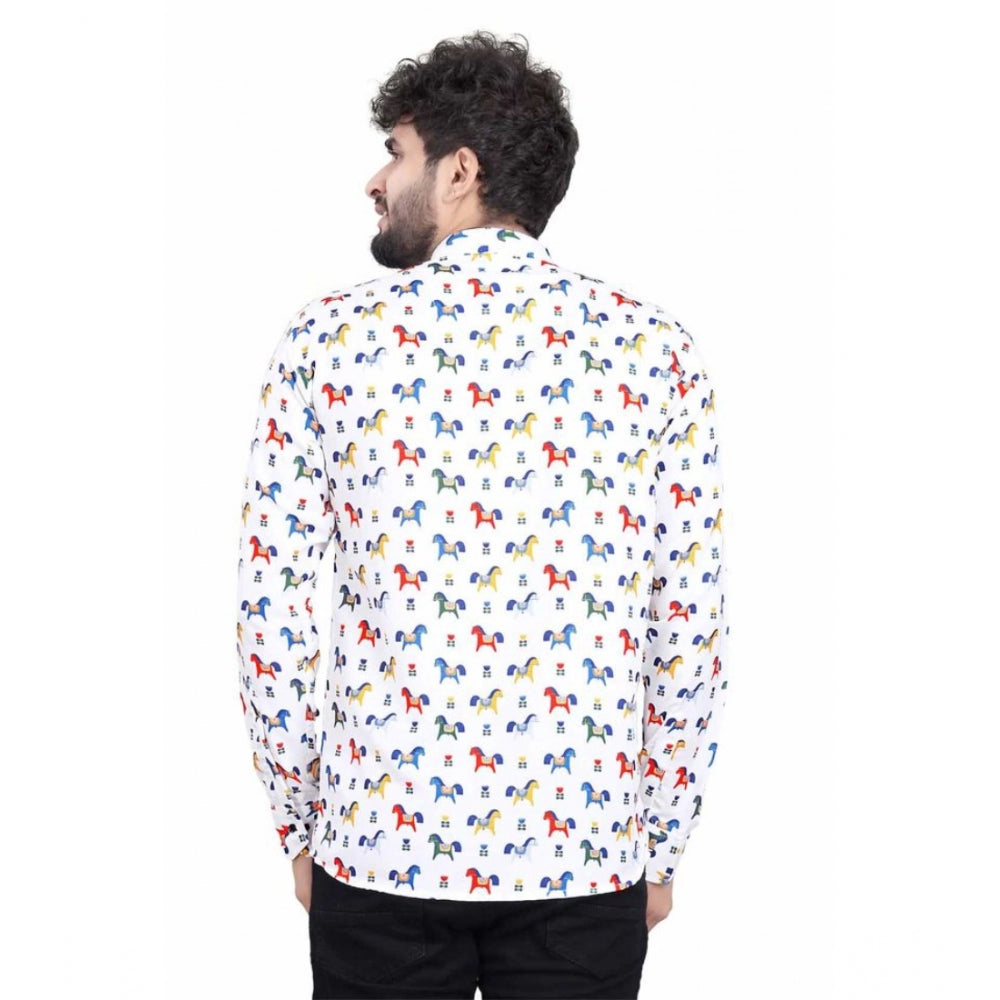 Generic Men's Cotton Blended Printed Full Sleeve Shortkurta (Multicolor) Secondary image