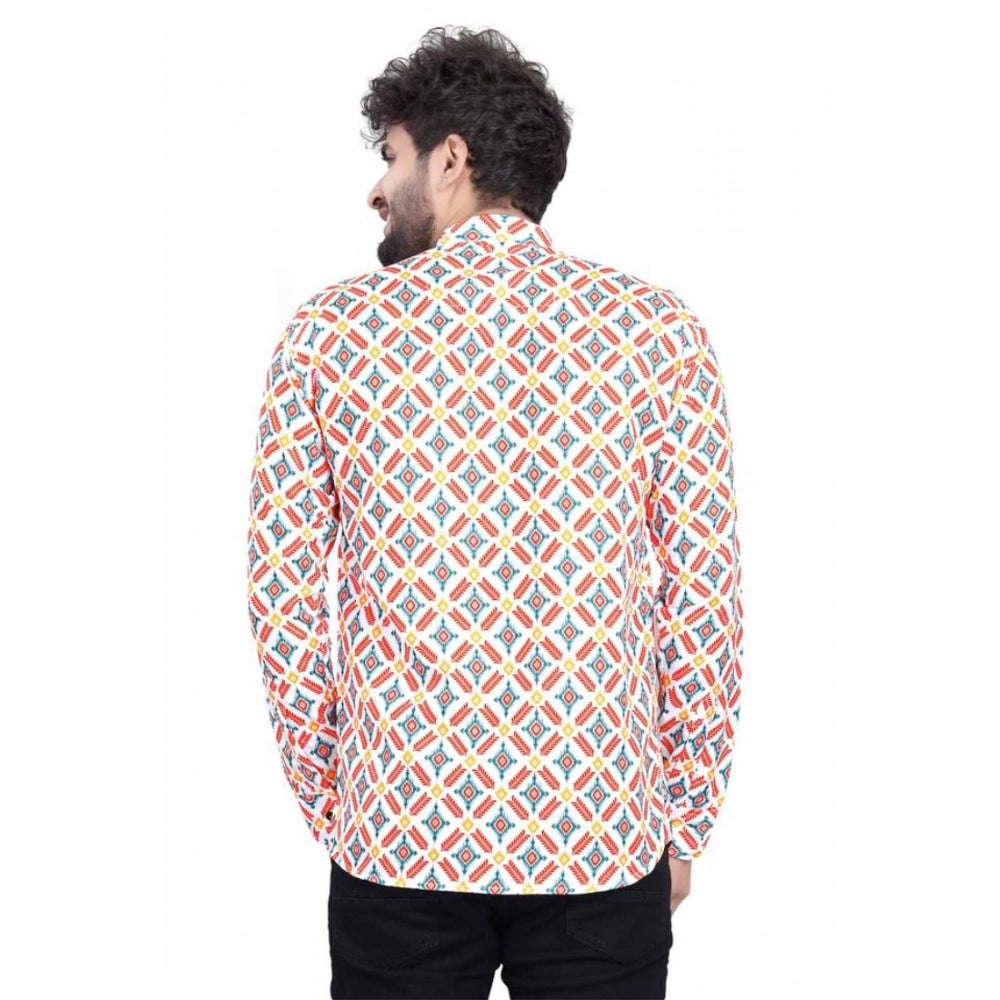 Generic Men's Cotton Blended Printed Full Sleeve Shortkurta (Multicolor) Secondary image