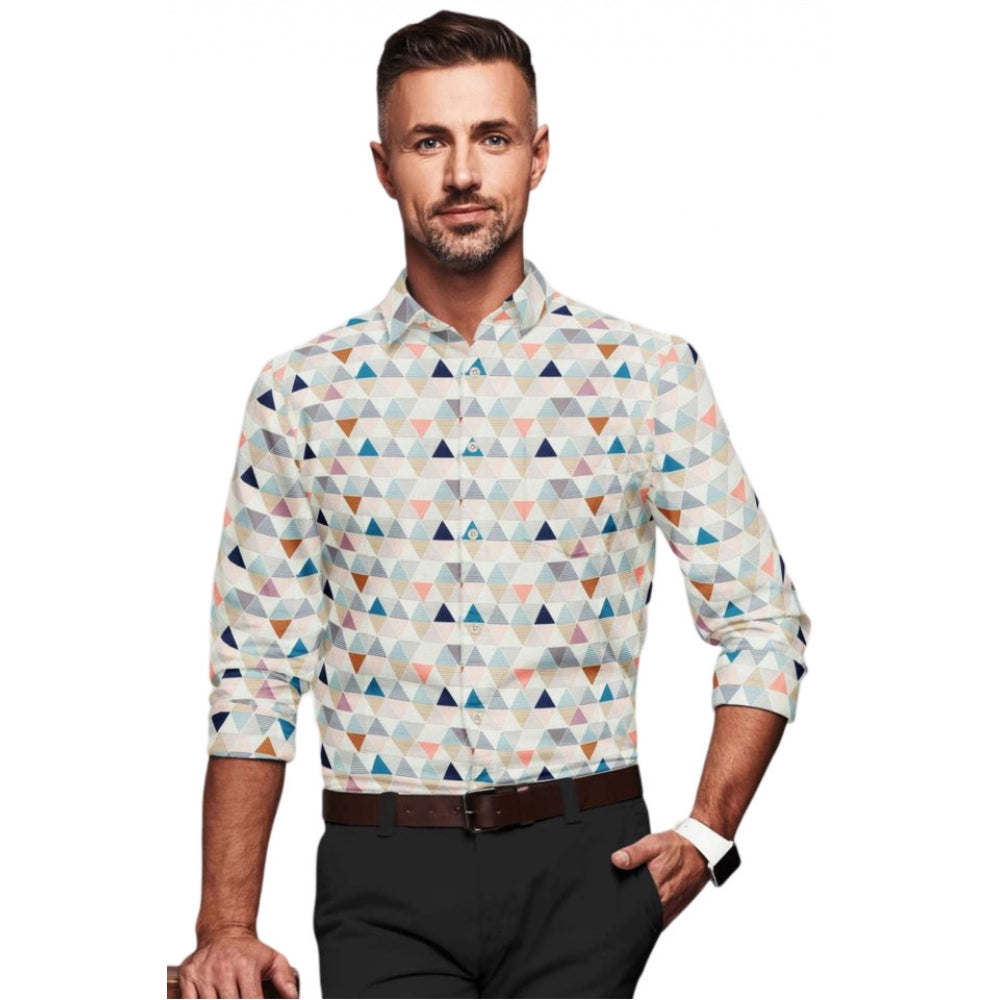 Generic Men's Cotton Blended Printed Full Sleeve Shirt (Multicolor) Main image