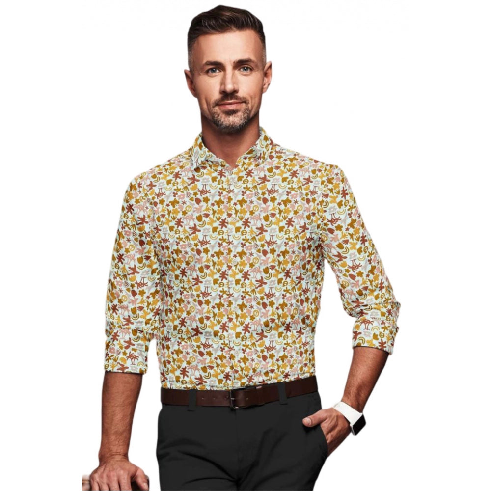 Generic Men's Cotton Blended Printed Full Sleeve Shirt (Multicolor) Main image
